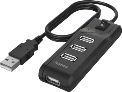 Obrázok produktu pre Hama 00200118, USB 2.0, USB 3.2 Gen 1 (3.1 Gen 1) Type-A, 480 Mbit/s, ierna, Status, 1,8 m