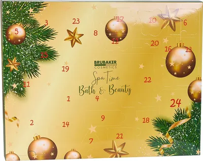 Immagine prodotto di Calendario dell'Avvento di bellezza BRUBAKER Cosmetics 24 x prodotti per la cura del corpo e accessori per la spa - il calendario di Natale del benessere XXL per donne e ragazze - Oro