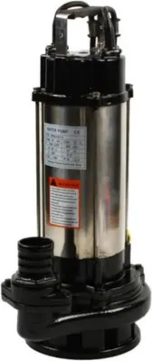 Image de Pompe submersible pour eaux usées/fécales, 1500 W (2 PS) 36.000 l/h, avec interrupteur à flotteur, noir