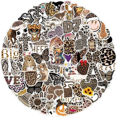 Immagine prodotto di Adesivi con motivo leopardo, 100 pezzi, in PVC vinilico, per bottiglie d'acqua