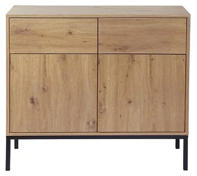 Immagine prodotto di Calicosy - Cassettiera 2 Porte 2 Cassetti Decorazione Rovere L90 x H80 cm - LENNY