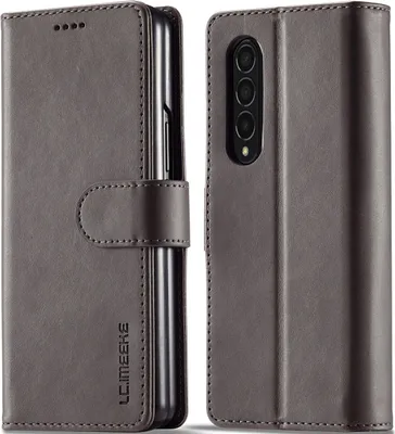 Produktbild von Samsung Galaxy Z Fold 3 5G 5G Hülle, Klapphüllen Brieftasche Leder Magnetverschluss Ständer Schutzhülle für Galaxy Z Fold 3 5G 5G Grau