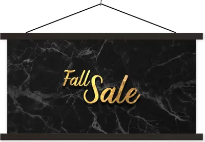 Produktbild von MuchoWow® Textilposter Verkauf - Herbst - Gold - Marmor 150x75 cm mit schwarzem Rahmen - Posterleiste