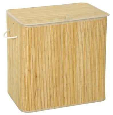 Zdjęcie produktu dla Pojemnik do zbierania butelek zwrotnych, 150 litrów, bambus, 2 pojemniki wewnętrzne, do kuchni (naturalne drewno)