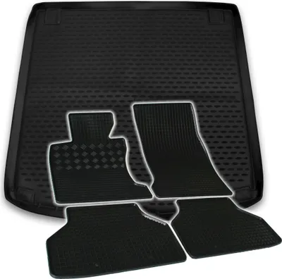 Produktbild von Gummi Kofferraumwanne + Fußmatten Set für 5er BMW E61 Touring, Bj. 7/2003-3/2010