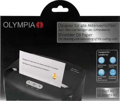 Produktbild von OLYMPIA Ölpapier für Aktenvernichter zum Reinigen und Schmieren des Schneidwerkes