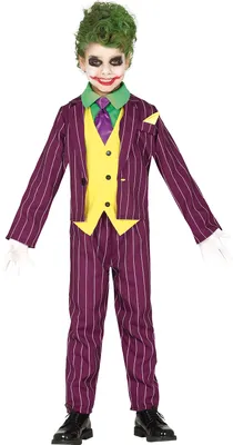 Produktbild von Mr Smile Halloween Abenteueranzug Kinder Kostüm Böser Clown Narr Lila Gelb Originelles Partyoutfit Kreativer Spaß Freches Grinsen, Größe: 98/104 Farbe: Lila