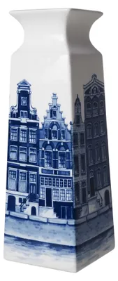 Immagine prodotto di Heinen Delfts Blauw – Vaso quadrato, decoro "casette", piccolo