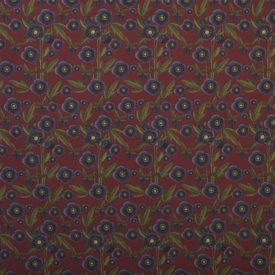 Canvasstoff 100x280 cm, Blumen Granat, 1 Meter, Baumwolle