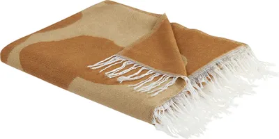 Produktbild von BELIANI Decke mit Fransen beige / orange Polyester Acryl 130 x 170 cm dekoratives abstraktes doppelseitiges Muster