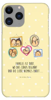 Produktbild von Mr. & Mrs. Panda Iphone 11 Pro Handyhülle Igel Familie - Gelb Pastell - Geschenk, Mama, Bilder, Muttertag, Handy Case, Premium Kunststoff