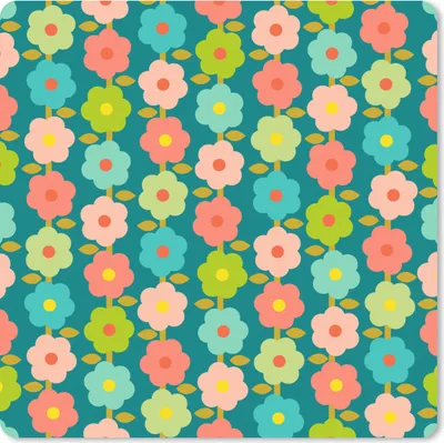 Produktbild von MuchoWow® Mauspad Mousepad Muster - Blumen - Retro - 1970er Jahre 20x20 cm - Mousepads - Maus Mat - Pad - Mausunterlage - Desk Mat - Bureauartikeln