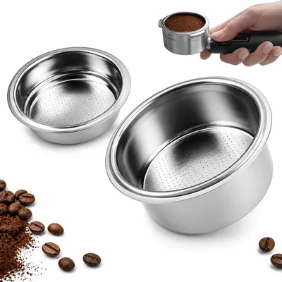 Image de Filtre à café - En acier inoxydable - Pour machines à expresso - 51 mm - Lot de 2