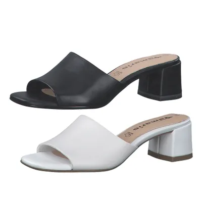 Produktbild von Tamaris Damen Pantoletten Leder Clogs Blockabsatz 1-27204-28, Größe:37 EU, Farbe:Schwarz