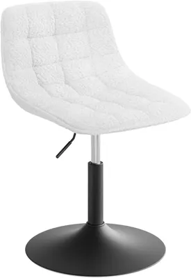Produktbild von WOLTU Schminkhocker Barhocker mit Rückenlehne, aus bequemer Chenille, Metall, Weiß