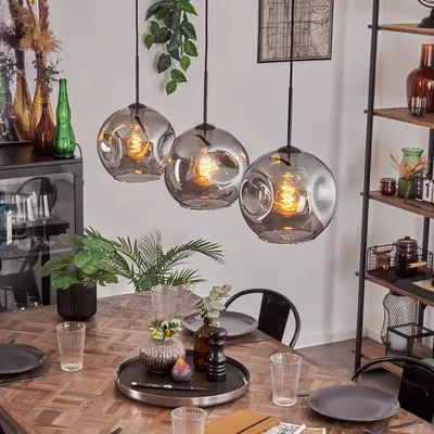 Produktbild von Villamare Hängelampe aus Metall/Glas in Schwarz/Rauchfarben