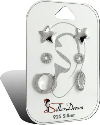 Produktbild von SilberDream 3er Ohrringe Ohrstecker ECHT Silber Set Zirkonia hochwertiger Marken-Schmuck ideal als Geschenkidee für Geburtstag Hochzeit inklusive Originalverpackung D2SDS620WJ