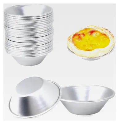 Produktbild von 25 Stück wiederverwendbare Eierkuchenformen aus Aluminium, runde Antihaft-Dessertformen, kleine Tart- und Muffinformen zum Backen