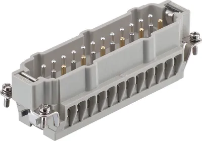 Produktbild von HARTING Han 24E Fe(AU)/CuNi/Standard Stifteinsatz (M) Schraubanschluss, 24-polig+PE 400V, 16A - 1 Stück