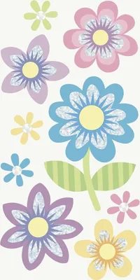 Produktbild von Sticker-Etikett Blumen groß 9 Stück bunt Packung mit 6 Stück