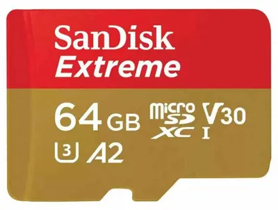 Zdjęcie produktu dla SanDisk Extreme GO, 64 GB, MicroSDXC, UHS-I, 170 MB/s, 80 MB/s, Class 3 (U3)