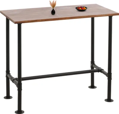 Produktbild von Bartisch HWC-N21, Thekentisch Bistrotisch, Fußablage Industrial Metall Massiv-Holz Kiefer 108x120x61cm braun