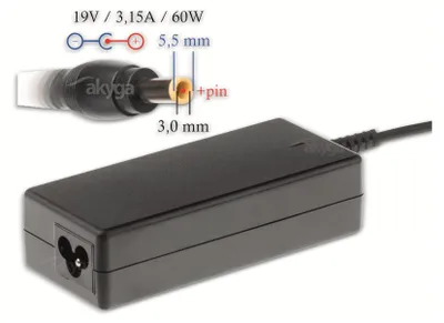Produktbild von Akyga AK-ND-13 Zasilacz do laptopa Samsung 19V 3.16A 60W 5.5 x 3.0 mm + pin