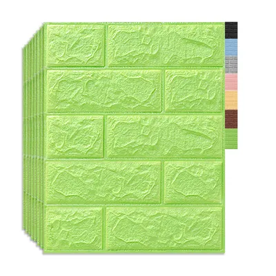 Produktbild von 1 Set (10 Stk)große 3D wasserdichte Fliesen Ziegel Wand Aufkleber selbstklebende Schaum Panel 35x38.5cm Gruen