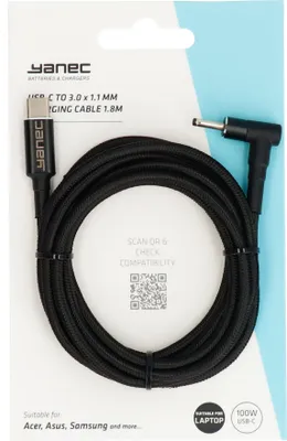Obrázok produktu pre Nabíjací kábel Yanec USB-C na 3,0 x 1,1 mm 1,8 m