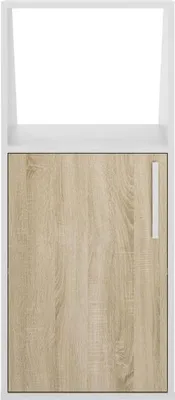 Produktbild von Schräger 1-türiger Kleiderschrank mit 1 Fach - Weiß und naturfarben - ADEZIO