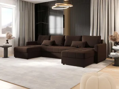Image de BEDANTE Canapé d'angle MOS U BIS Cosmic 800 Marron avec fonction sommeil Canapé en forme de U avec coffre de rangement Canapé salon Canapé lit Coffre de rangement Canapé lit