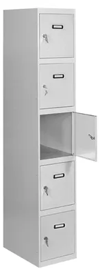 Immagine prodotto di Armadietto portariviste Simonlocker, modello Prof.dism., 5 ante, 1/5, colore grigio. Taquilla Simonrack, dimensioni 1800x300x500, colore grigio