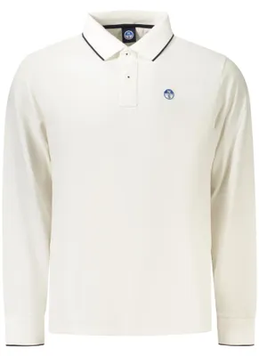 Image de Polo blanc à manches longues pour homme avec détails contrastés – Respectueux de l'océan