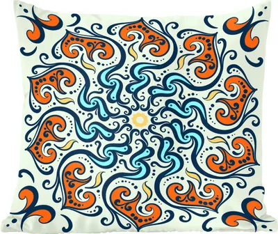 Produktbild von MuchoWow® Zierkissen Sofakissen Wohnzimmer Dekokissen 40x40 cm Mandala - Orange - Blau - Muster - Foto Kissen - Schlafzimmer Dekoration