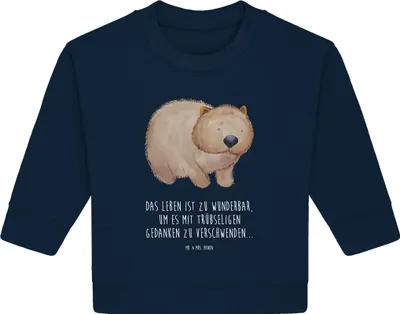 Produktbild von Mr. & Mrs. Panda Organic Baby Pullover Wombat 6. - 12. Monat - French Navy - Geschenk, Motivation, Das Leben Ist schön, Australien, Lustige Sprüche, Spruch, Bullover