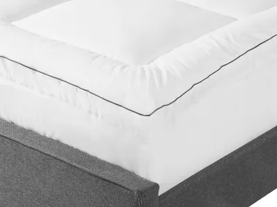 Produktbild von BELIANI Matratzentopper Weiß Baumwolle 180 x 200 cm Weich Waschbar mit Befestigung Paspel Matratzenschoner Matratzenauflage für Doppelbett