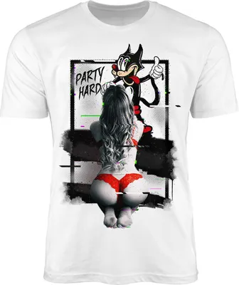 Produktbild von Herren T-Shirt Party Hard Comic Katze  Spruch lustig Humor Fun-Shirt Neverless® weiß S