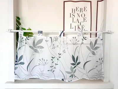 Immagine prodotto di Tende con motivo floreale - Tulle - Tenda da cucina - Stile rustico - Tende per finestre piccole - Tende corte con passanti - Tenda per finestra - Corta