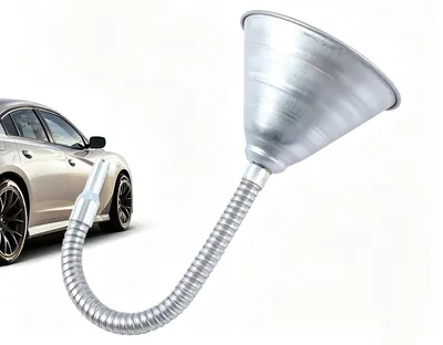 Imagen del producto de Embudo metálico flexible, de 440 mm, con filtro, para drenaje de aceite, apto para automóviles, gasolina y diésel
