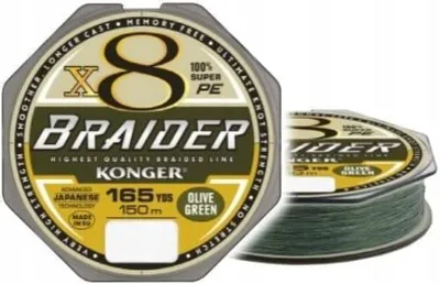 Produktbild von Konger X8 Geflechtschnur 0,06mm 150m Oliv Dyneema