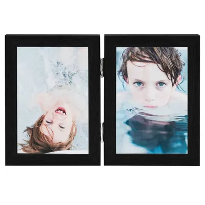 Image de vidaXL Cadre photo double collage noir 2x(10x15 cm)