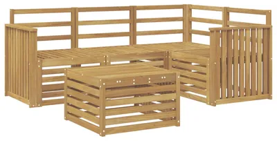 Image de Ensemble de canapés d'extérieur vidaXL, 5 pièces, blanc, 59 x 59 x 37 cm
