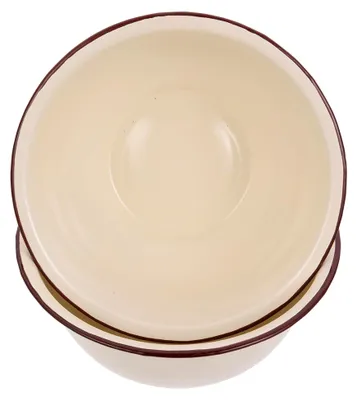 Produktbild von Vintage Emaille Schüssel 2 Stück 18cm Tiefes Becken ohne Deckel für Camping und Küchengeschirr zum Servieren von Nudeln und Salaten