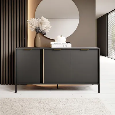 Immagine prodotto di Hamagami - Credenza, 153x40x81h cm Nero, 3 Ripiani