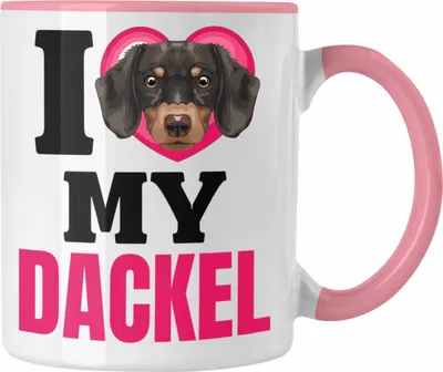 Produktbild von Trendation - Dackel Besitzerin Tasse Geschenk Lustiger Spruch Geschenkidee I Love My Dackel (Rosa)