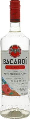 A bottle of Bacardi Razz flavored rum.