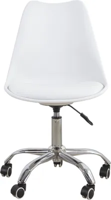 Produktbild von Höhenverstellbarer Bürostuhl Weiß mit Rollen und bequemem Sitzkissen, 100 kg, 48x42x87-97 cm