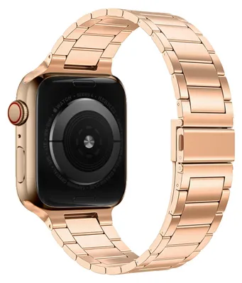 Produktbild von By Qubix Edelstahl-Gliederarmband - Champagne Gold - Geeignet für Apple Watch 44 mm / 45 mm / 46 mm / 49 mm