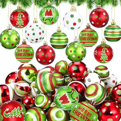 Weihnachtskugeln, 70 Stück, rot/weiß, Kunststoff, bruchsicher