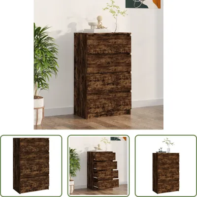 Zdjęcie produktu dla The Living Store kredens dąb wędzony 60x35x98,5 cm materiał drewnopochodny